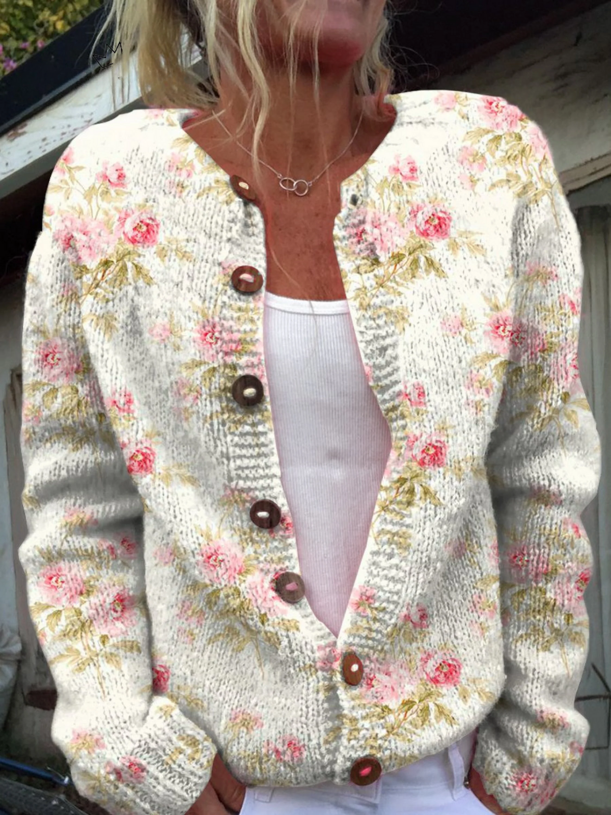 Kerensa™ | Cardigan en maille à motifs floraux vintage