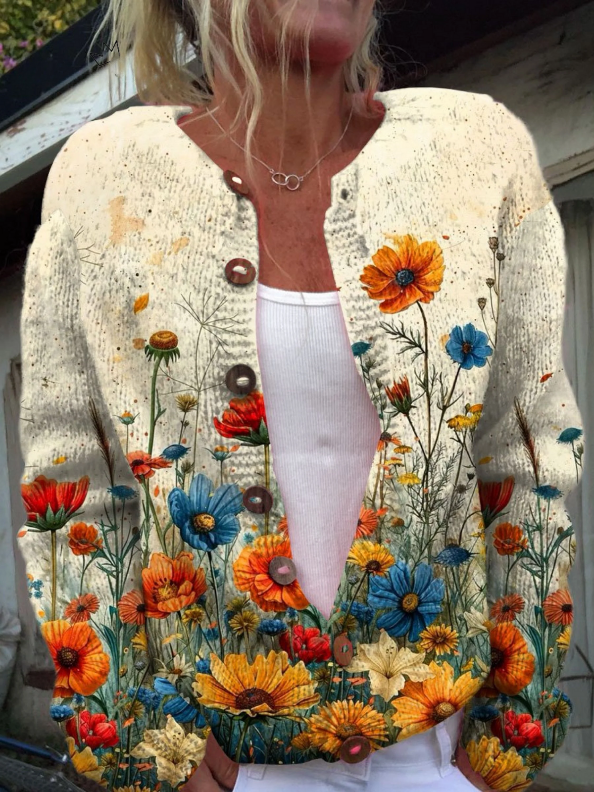 Tansy™ | Gilet en maille à imprimé floral vintage