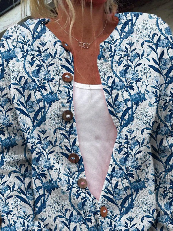 Tiverly™ | Cardigan vintage à fleurs boutonné sur le devant