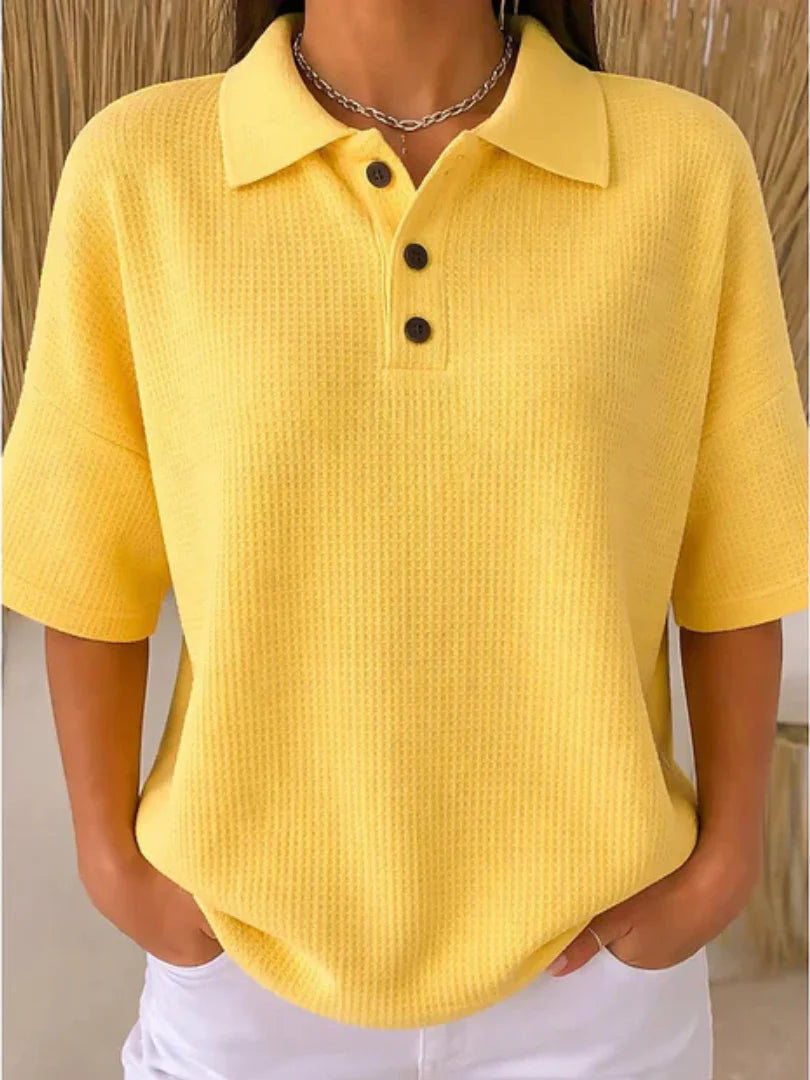 Peggie™ | Blusa polo cómoda con tejido de gofre