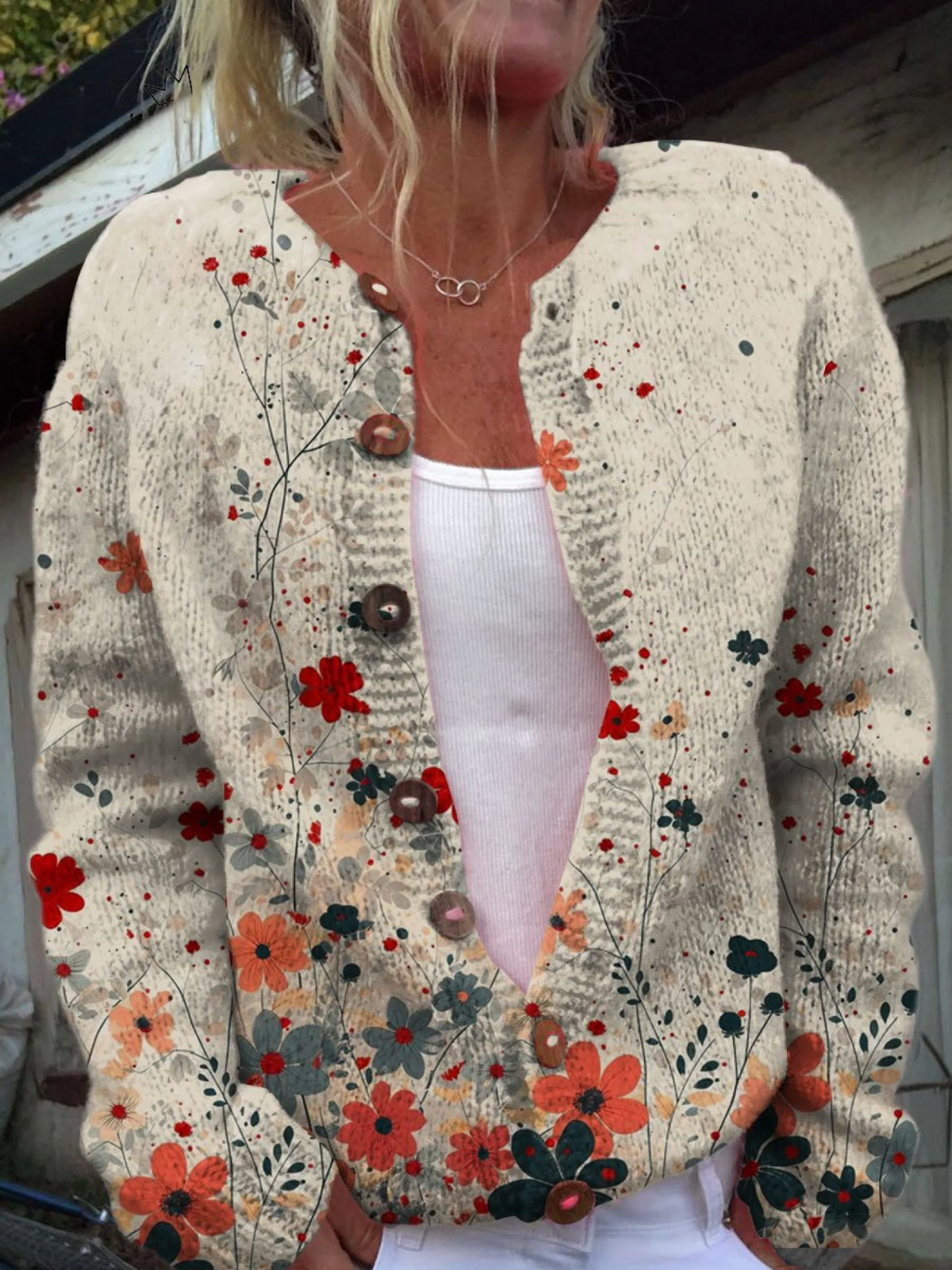 Sabrina™ | Cardigan en maille à fleurs vintage