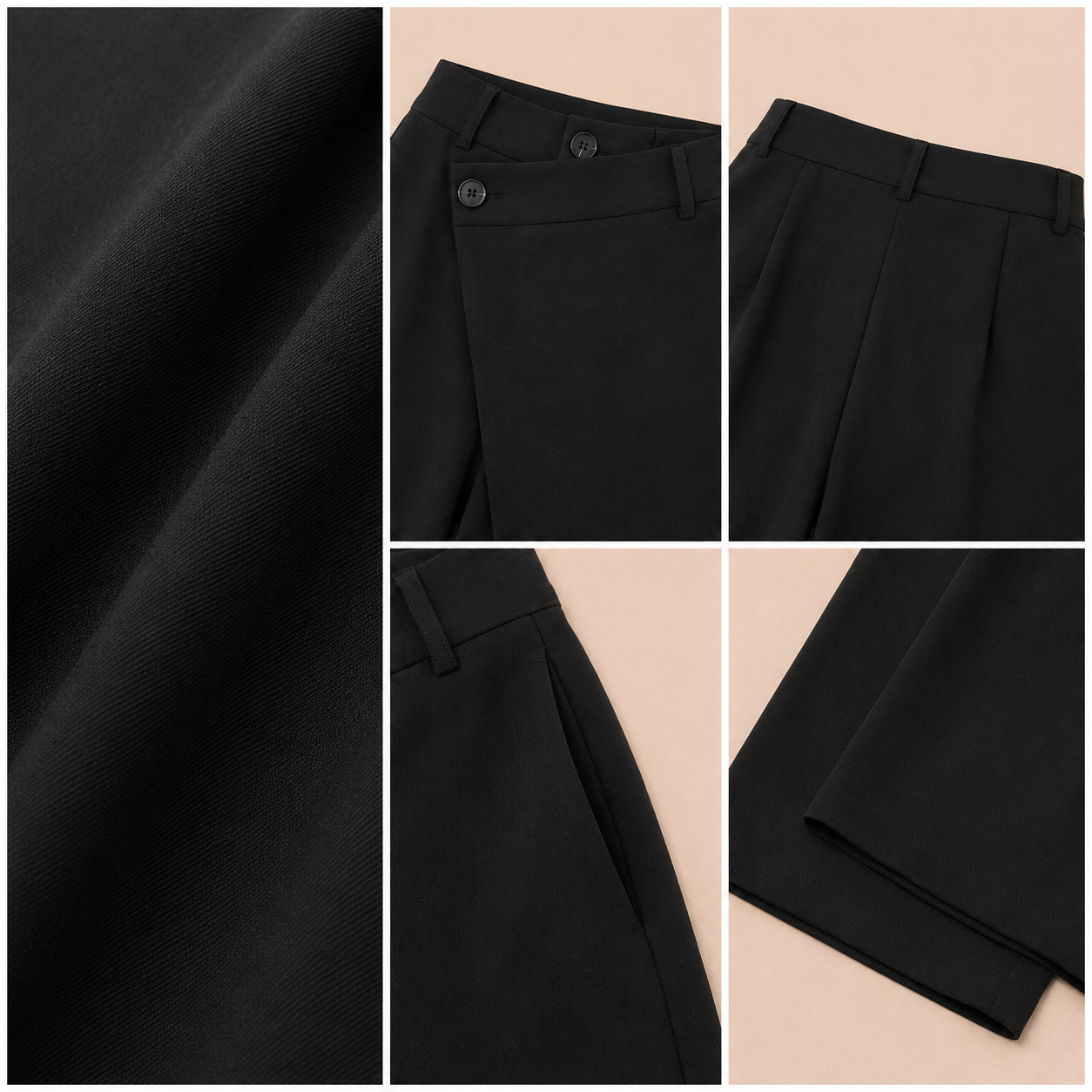 VIREL™ | Pantalones de corte ancho con botones asimétricos