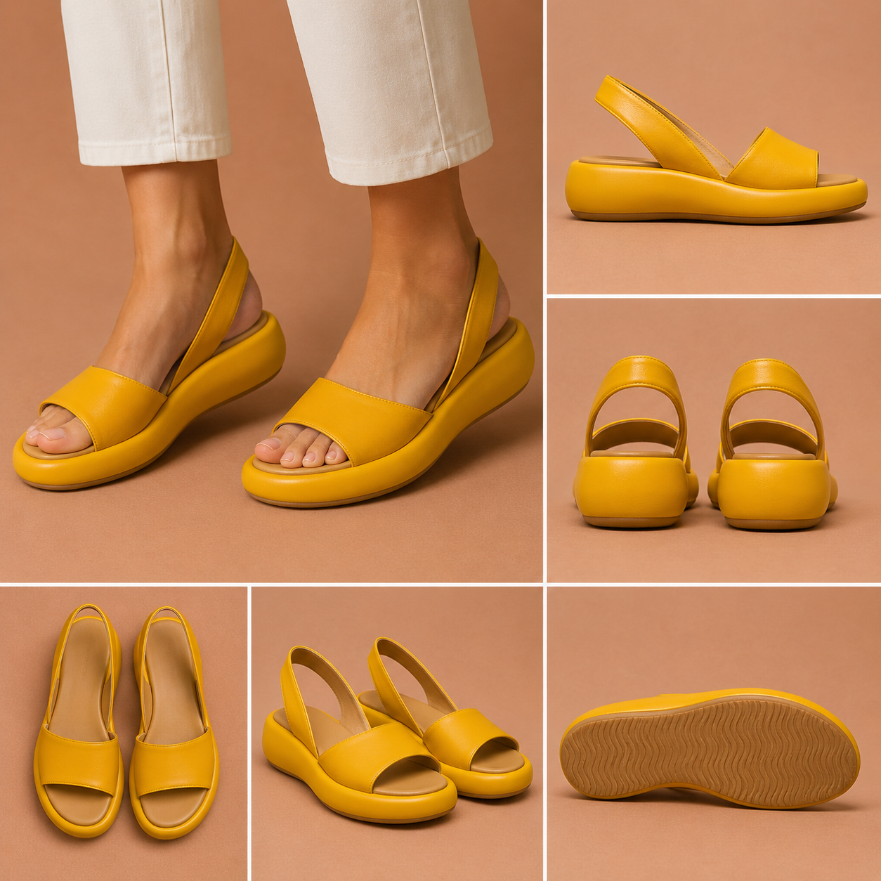 CALETA™ | Sandalia plana de piel con tira trasera