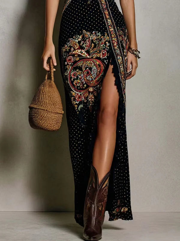TRIANA™ | Vestido Bohemio de Escote Profundo con Abertura Alta
