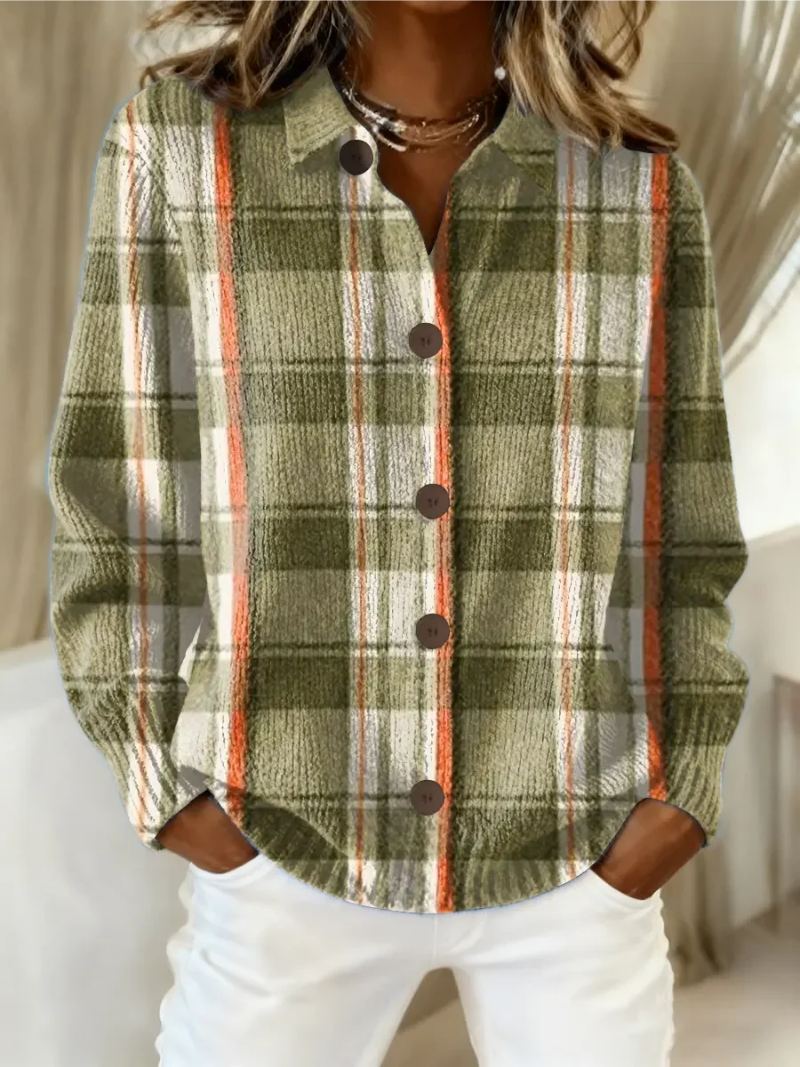 Shelby™ | Cardigan boutonné à carreaux olive