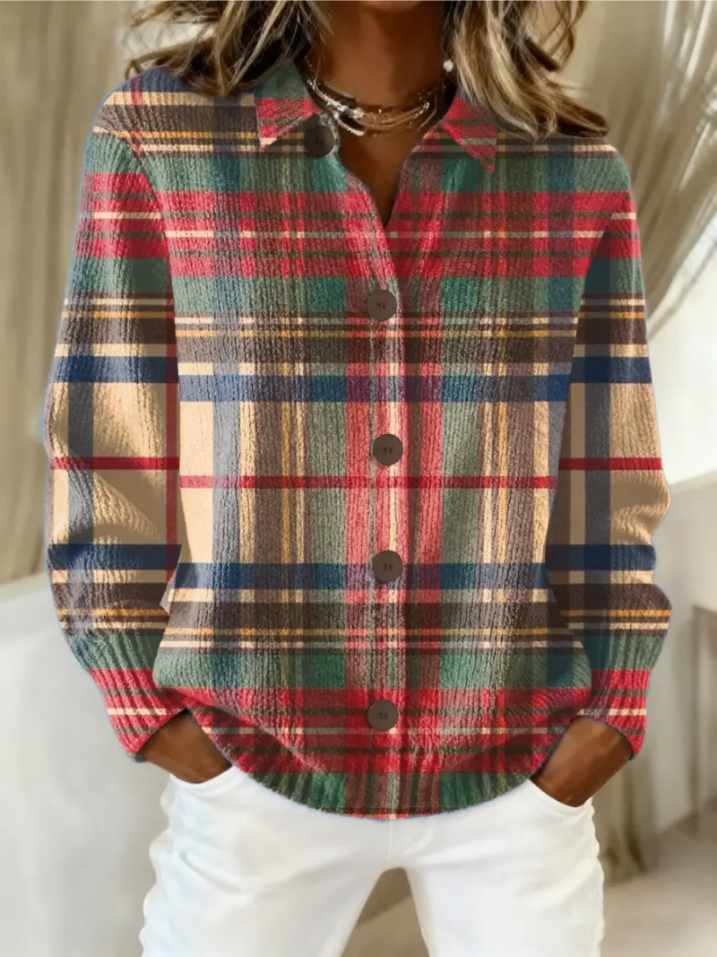 Trelawney™ | Cardigan boutonné à carreaux multicolores