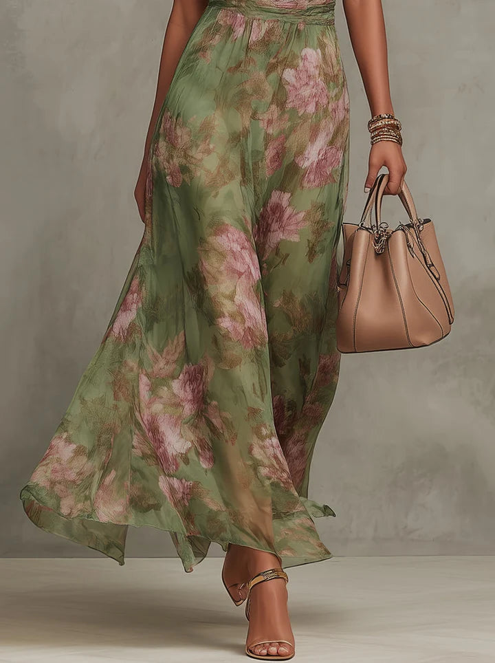 LIVIA™ | Vestido Largo Halter Floral