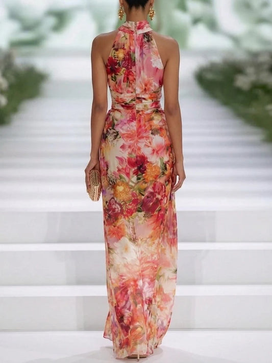ROSALINA™ | Vestido Largo Halter con Estampado Floral