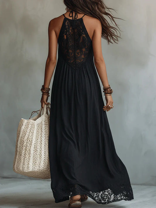 ÓPALO™ | Vestido Halter de Encaje con Silueta Fluida