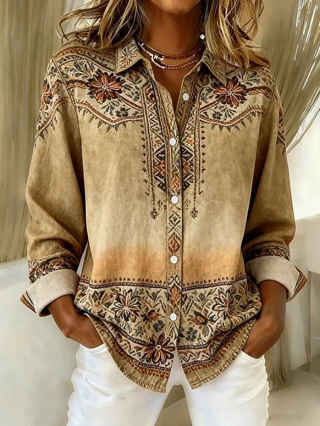 Rexanna™ | Blouse vintage fleurie boutonnée sur le devant
