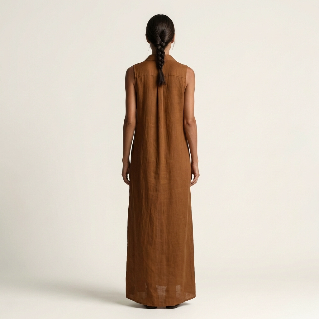 Mirabell | Vestido maxi sin mangas con capucha y botones delanteros