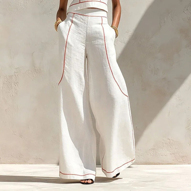 Ensemble deux pièces Inés avec pantalon palazzo et détails contrastés
