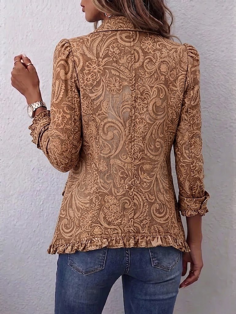 Bruna | Veste Florale Vintage avec Volant