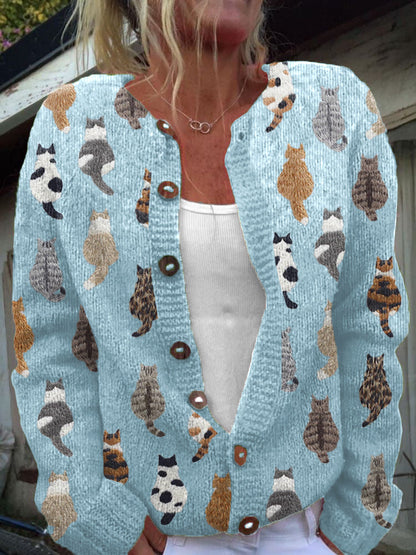 Charlotte™ | Cardigan douillet à imprimé de chats