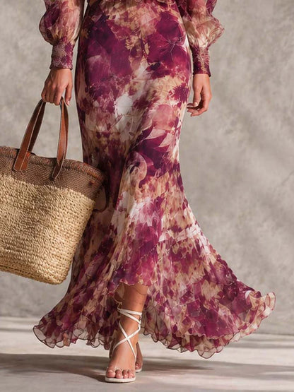 GRANATE™ | Vestido Palabra de Honor con Mangas Globo