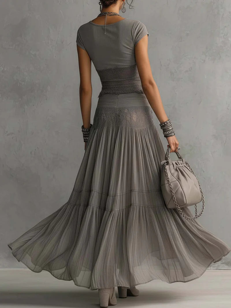PERLA™ | Conjunto de Top Cropped y Falda Maxi Plisada