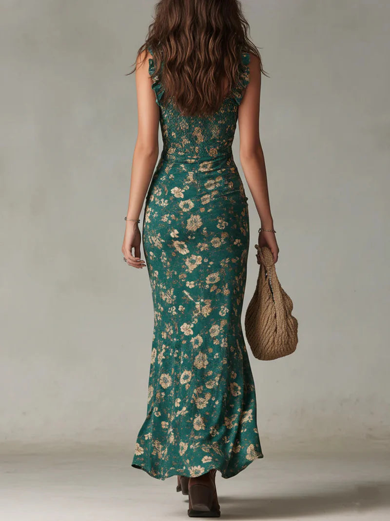 ESMERALDA™ | Vestido Sirena de Volantes con Estampado Floral