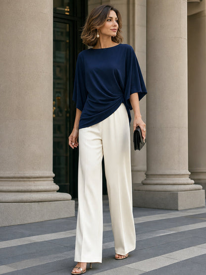 Gabrielle | Ensemble blouse drapée et pantalon ample