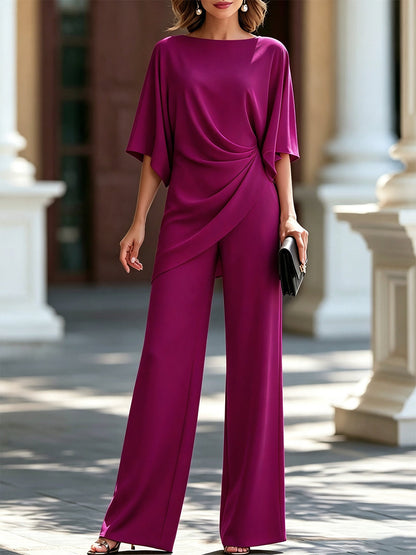 Gabrielle | Ensemble blouse drapée et pantalon ample