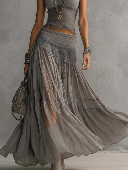 PERLA™ | Conjunto de Top Cropped y Falda Maxi Plisada