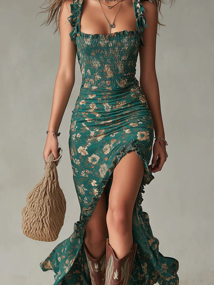 ESMERALDA™ | Vestido Sirena de Volantes con Estampado Floral