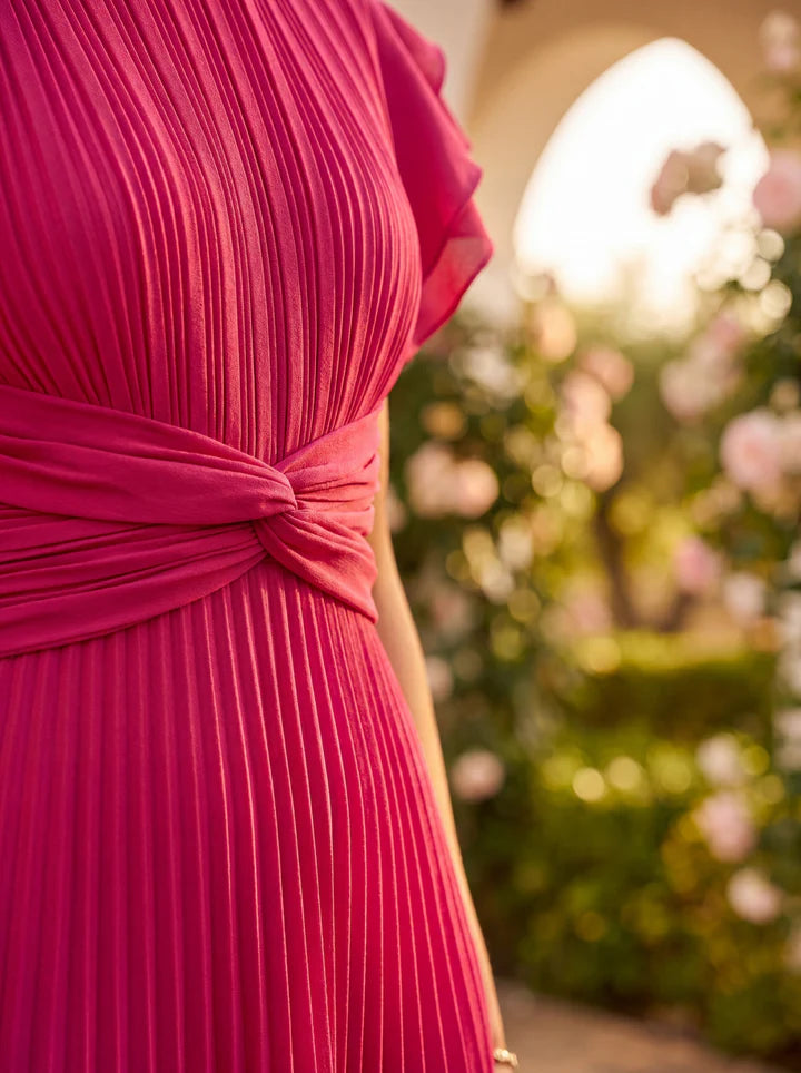SERAPHINA™ | Vestido Largo Plisado con Cintura Anudada