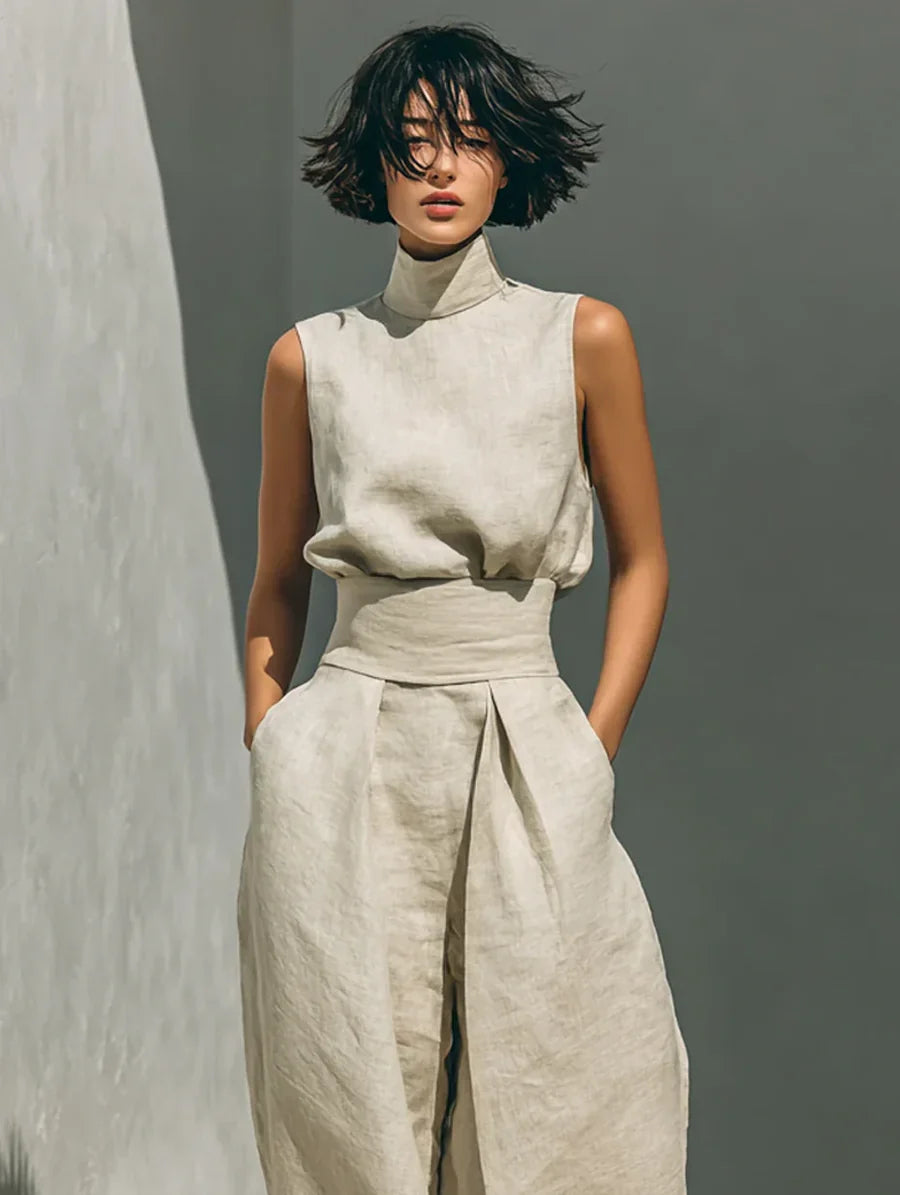 FLOR™ | Conjunto Minimalista de Camiseta Sin Mangas y Pantalones de Pierna Ancha