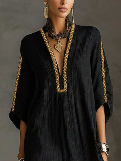 MIRELLA™ | Vestido corto negro con escote en V profundo