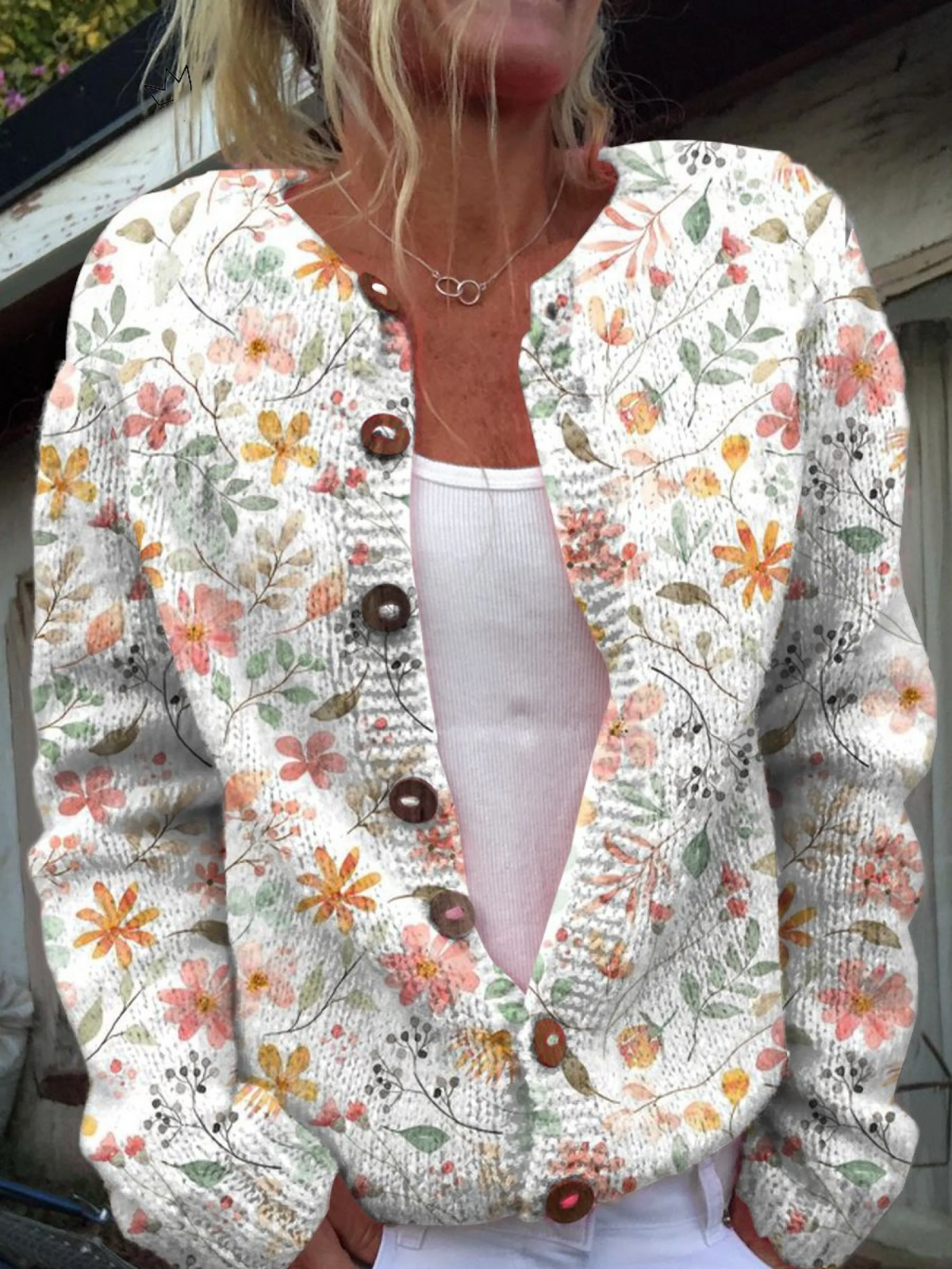 Greta™ | Cardigan en maille à motifs floraux vintage