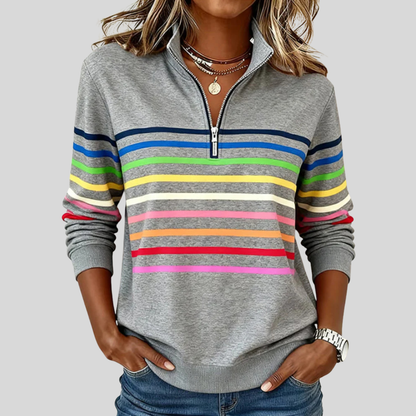 Paige™ | Sweat-shirt coloré à rayures avec fermeture zippée 1/4