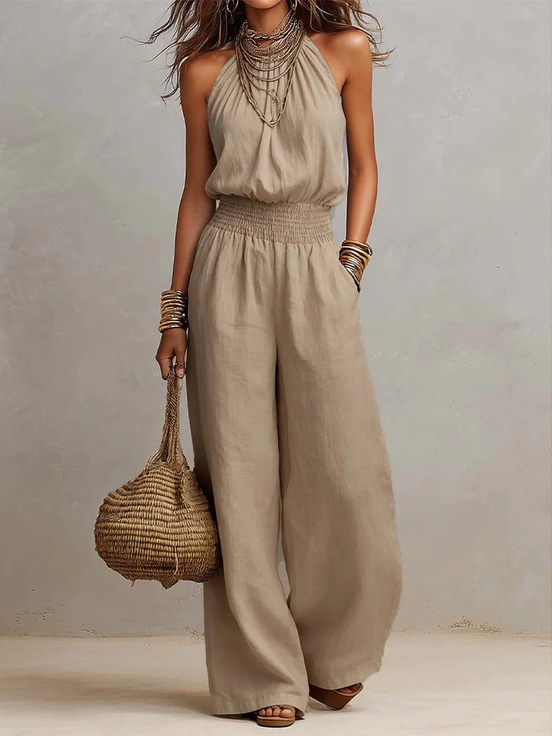 ALEJANDRITA™ | Mono Halter con Cintura Elástica y Pierna Ancha