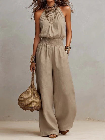 ALEJANDRITA™ | Mono Halter con Cintura Elástica y Pierna Ancha