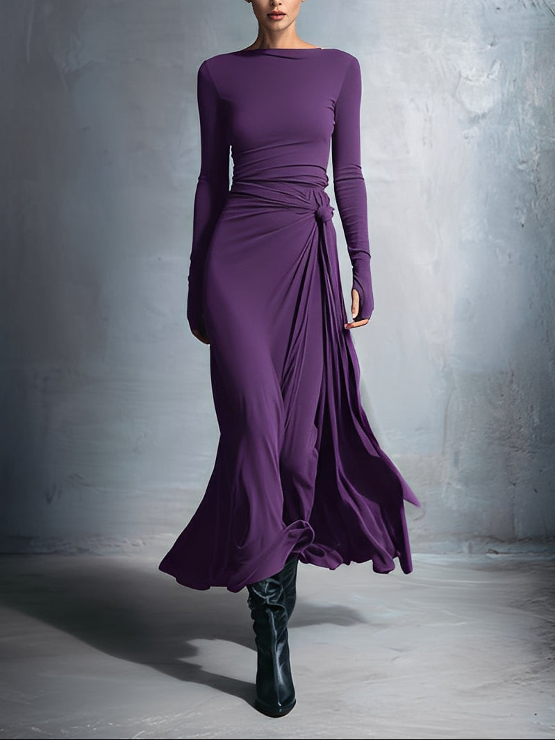 Naomie | Robe longue avec nœud en soie