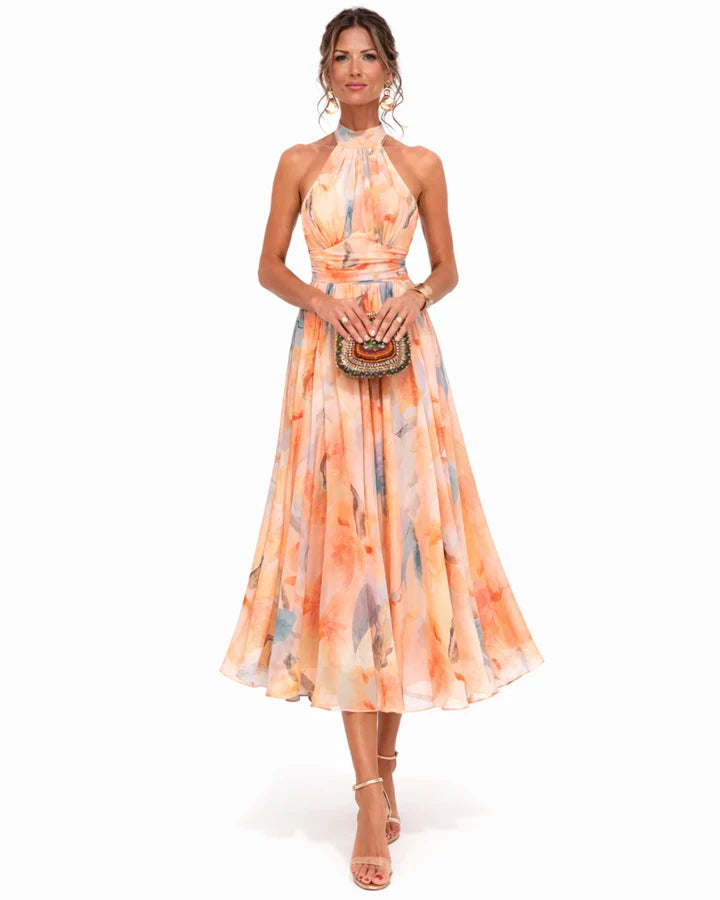 AURORA™ | Vestido Halter con Estampado Acuarela