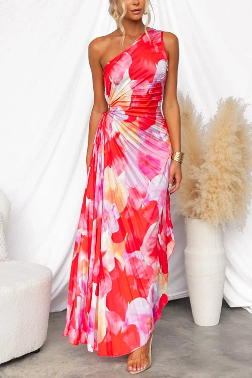 YANIRA™ | Vestido Plisado de Un Solo Hombro