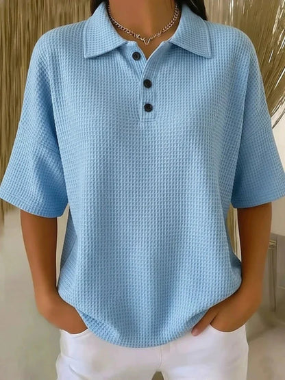 Peggie™ | Blusa polo cómoda con tejido de gofre