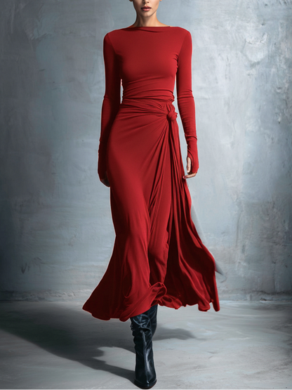 Naomie | Robe longue avec nœud en soie