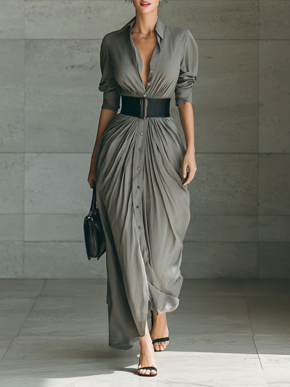 Zéphyrine | Robe longue plissée