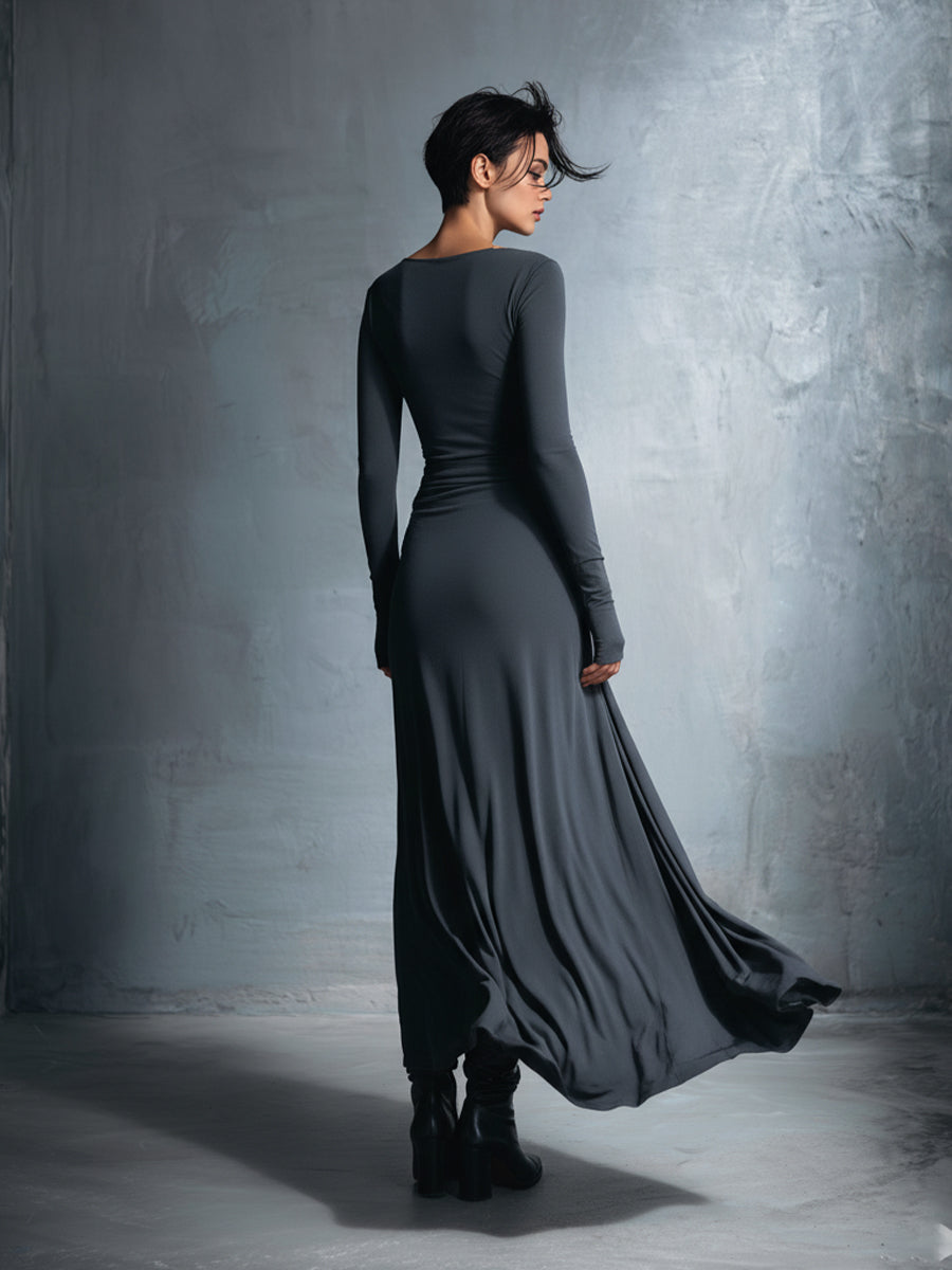 Naomie | Robe longue avec nœud en soie