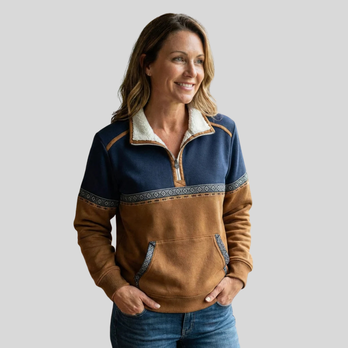 Morgan™ | Pull-over à demi-zip avec col en sherpa