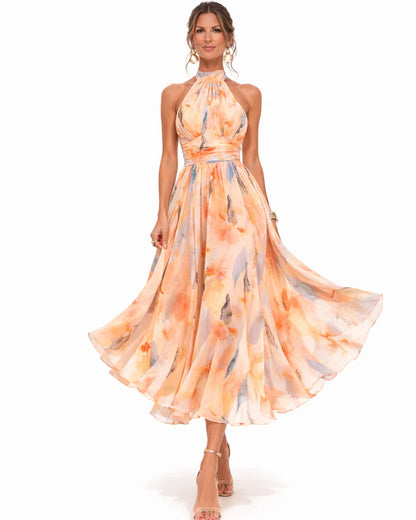 AURORA™ | Vestido Halter con Estampado Acuarela