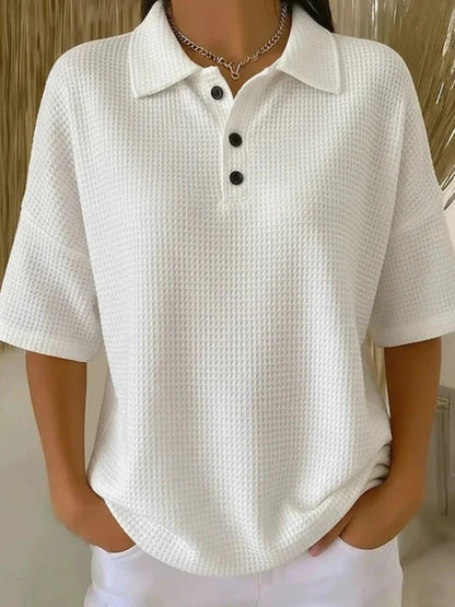 Peggie™ | Blusa polo cómoda con tejido de gofre