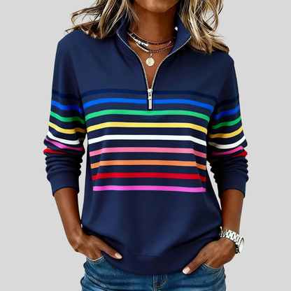 Paige™ | Sweat-shirt coloré à rayures avec fermeture zippée 1/4