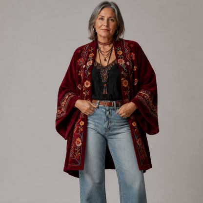 Darcy | Kimono-cárdigan bordado boho