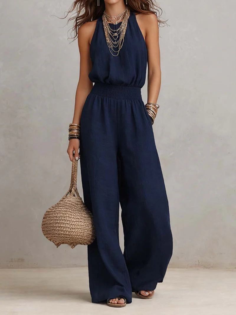 ALEJANDRITA™ | Mono Halter con Cintura Elástica y Pierna Ancha