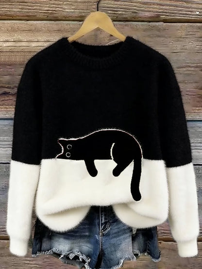Cristine | Pull oversize élégant orné d’un chat