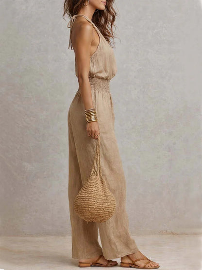 ALEJANDRITA™ | Mono Halter con Cintura Elástica y Pierna Ancha