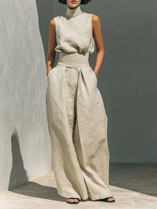 FLOR™ | Conjunto Minimalista de Camiseta Sin Mangas y Pantalones de Pierna Ancha