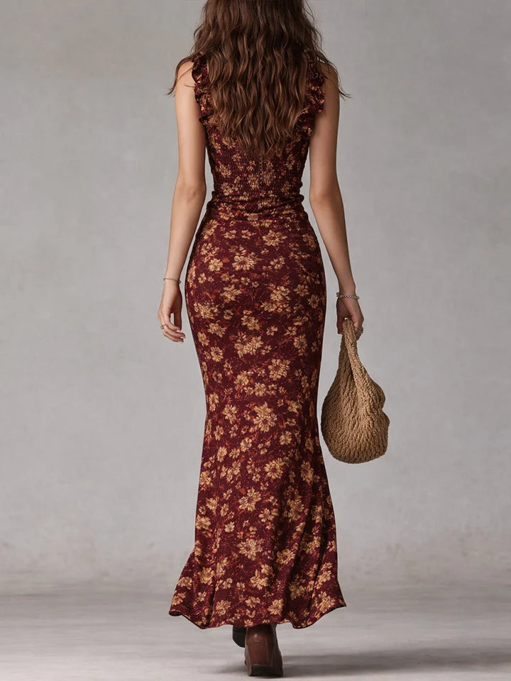 ESMERALDA™ | Robe Sirène à Volants et Imprimé Floral