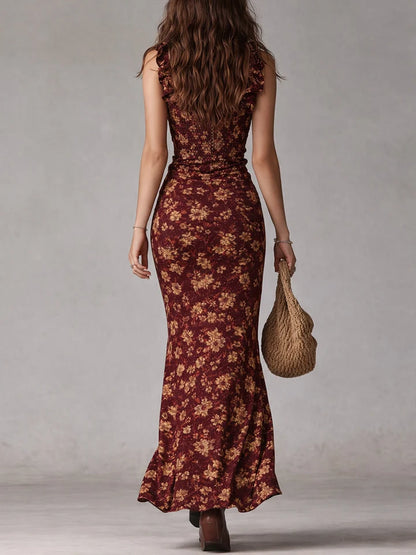 ESMERALDA™ | Robe Sirène à Volants et Imprimé Floral
